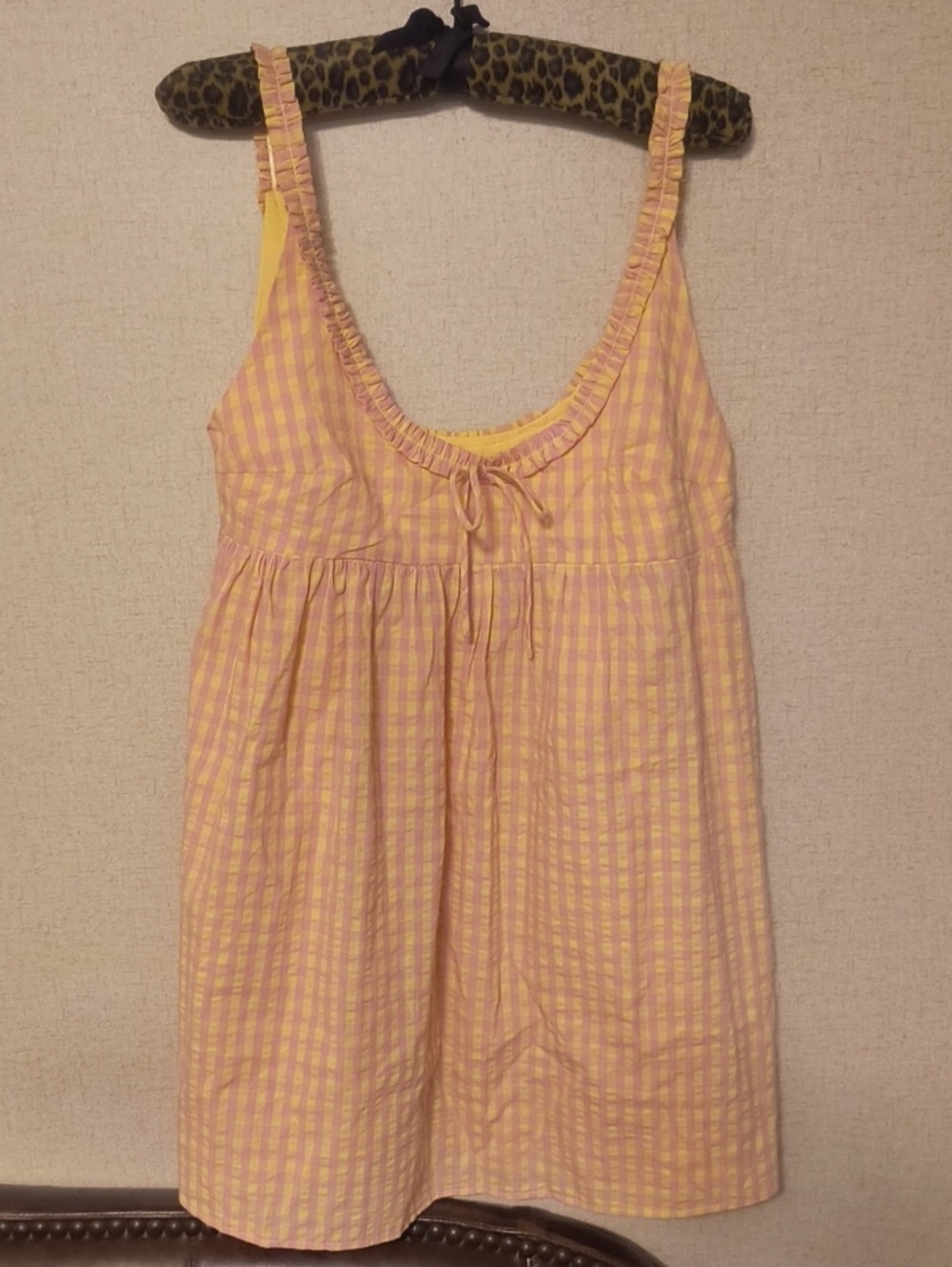Olivaceous Pink and Yellow Gingham Dress